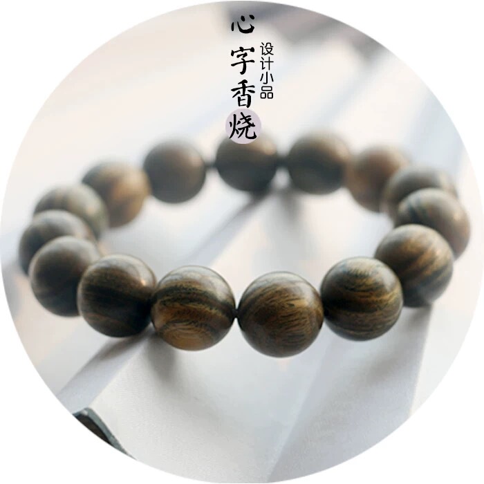 Paraguayan Green Sandalwood Bracelet, Undyed, No Chemicals, Purely Hand-Polished Jade Sandalwood Prayer Beads, Short Style for Men and Women
