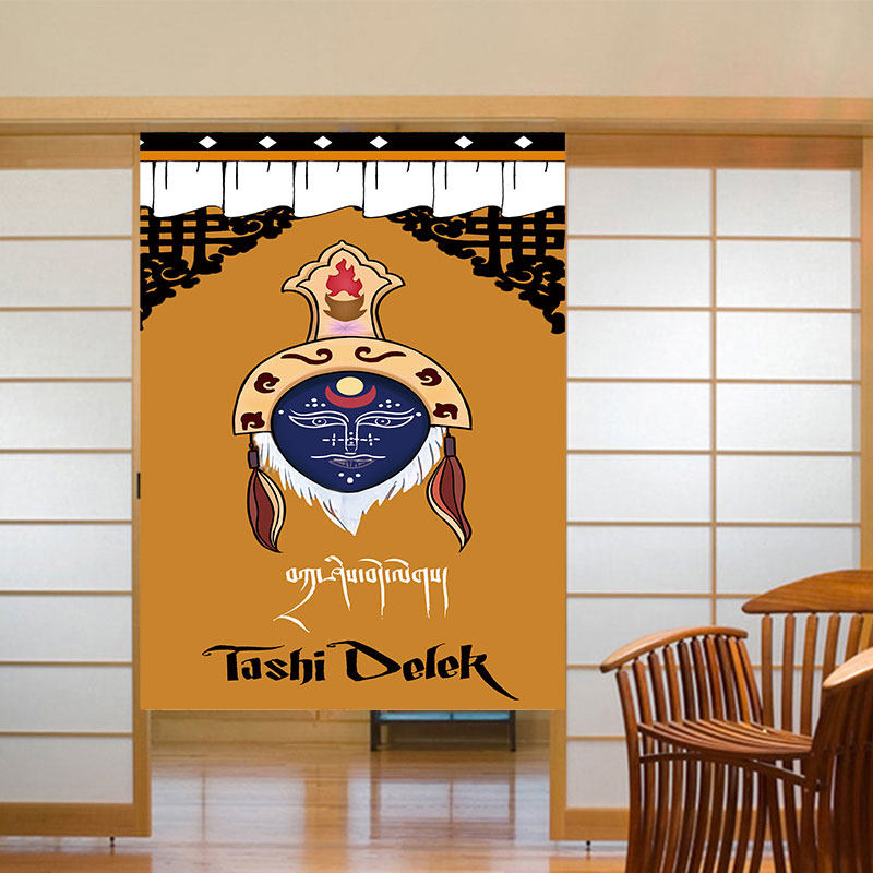 Tibetan door curtain Tibetan home Xuanguan Magic sticker partition window Featured Xuanguan hanging curtain cloth Art Shielded Curtain cotton linen