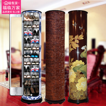 Mahogany series creative rotating shoe cabinet Round cylindrical cylindrical solid wood American New Chinese household storage large capacity