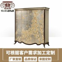 La Casa lacasa solid wood silver foil four door wardrobe Alexander master bedroom hand painted Net Red four door cabinet