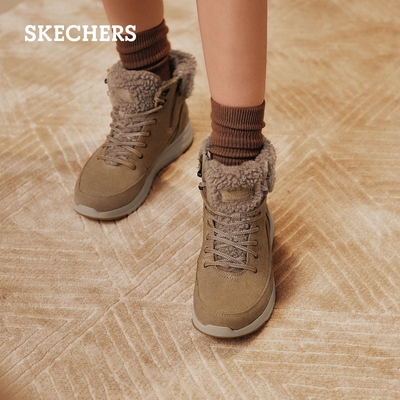 Skechers斯凯奇2023冬季新款休闲厚底雪地靴加绒女拉链高帮马丁靴