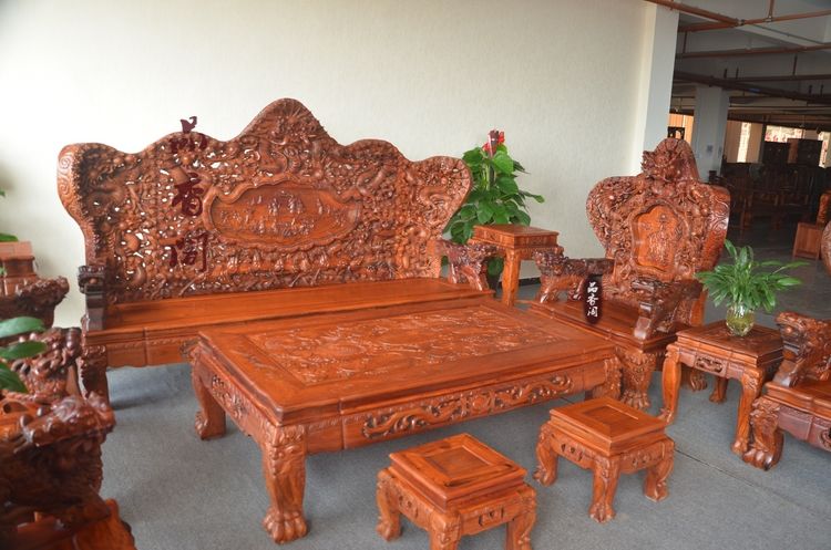Gỗ hồng mộc Miến Điện Cửu Long tám ngựa Sofa Baoding Sofa Cửu Long sofa đích thực trái cây gỗ hồng mộc lớn đồ gỗ nội thất - Bộ đồ nội thất giường thông minh