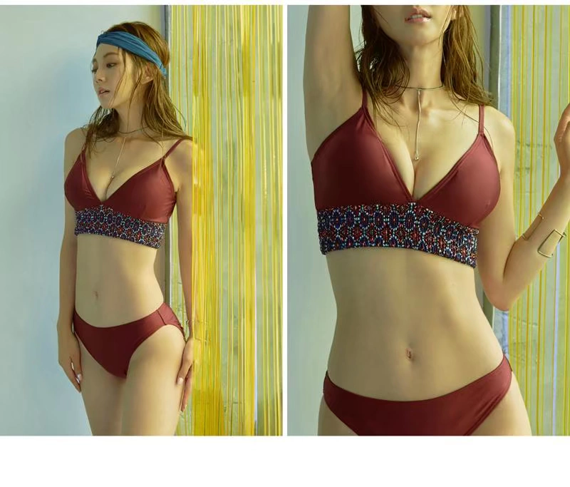 Hàn Quốc mua áo lót thật gợi cảm khâu ngực nhỏ tập hợp áo tắm mỏng nữ bikini - Bikinis áo tắm một mảnh