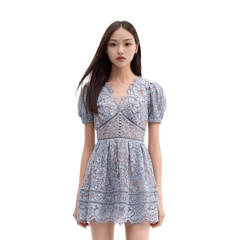 In Stock Selfsp Brand 2026 Spring/Summer New Lace Dress, Waist-Cinching, Slimming, Elegant Long Dress