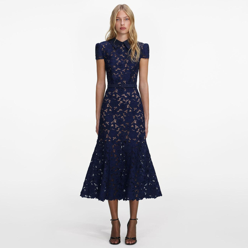 In Stock Selfsp Brand 2026 New Dark Blue Embroidered Dress Fishtail Long Skirt Portrait