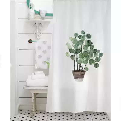 Nordic hipster plant shower curtain simple thickened personality curtain blackout waterproof and mildew proof shower curtain partition window