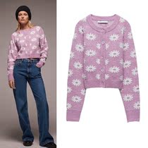 Korean version of small subknitted cardiovershirt shorts ZA new flower shaped decorative knitted jacket winter 09874105620
