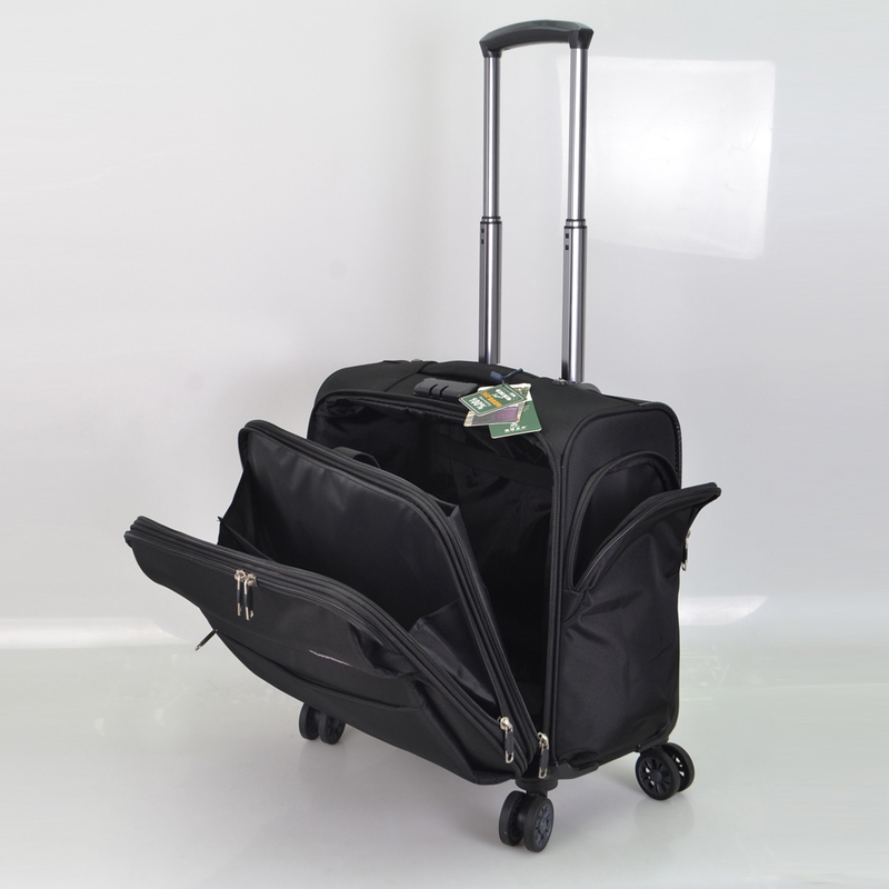 18inch Men's Oxford Cloth Mini Trolley Suitcase, Women's Business Small Carry-On Suitcase, Horizontal Style Lightweight Travel Suitcase