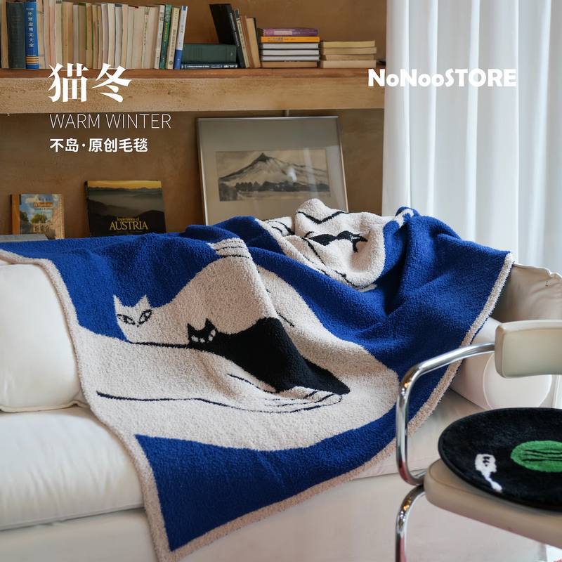 Budao Original "Cat Winter" Double-Sided Half-Fleece Office Nap Sofa Blanket Air Conditioning Blanket Throw Blanket Warm Gift