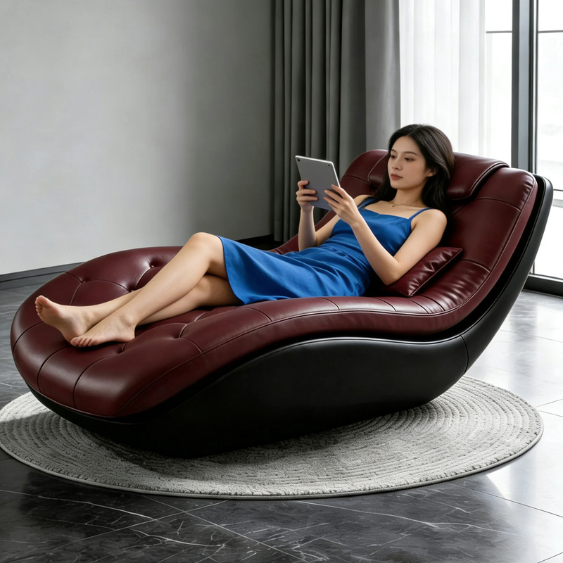 Genuine Leather Zero-Gravity Italian-Style Light Luxury High-End Single Lazy Sofa Chaise Lounge Chair for Living Room, Balcony, Hotel, Leisure Recliner
