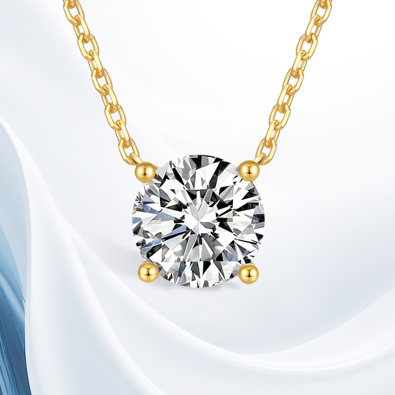 Ruth's Same Style 18K Gold Lab-Grown Diamond Necklace, Feminine Classic Four-Prong Single Diamond Pendant, Nose Diamond Clavicle Chain Ruth's Same Style 18K Gold Lab-Grown Diamond Necklace, Feminine Classic Four-Prong Single Diamond Pendant, Nose Diamond Clavicle Chain