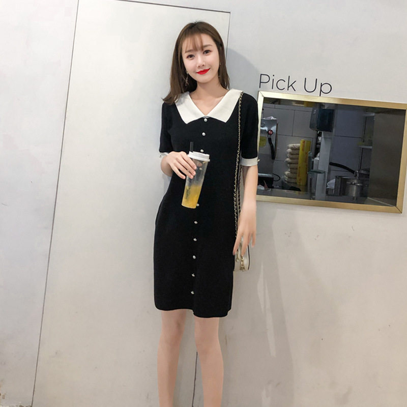 Dress 2022 new spring style temperament bellflower skirt student western style mid-length polo collar casual straight skirt