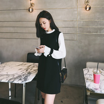 150 small dress 2020 new womens spring dress sweet academic style Joyful Slim fake two skirt