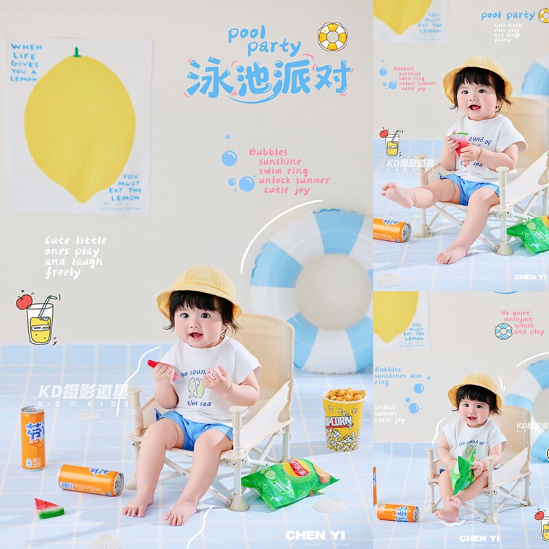 Kd Props Summer Pool Party Set Children's Photography Clothing 100-Day Baby Photo Clothes Studio Theme