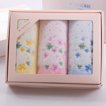 Counter Gold pure cotton towel gift box three face towels g1959 untwisted cut velvet embroidered lace edging