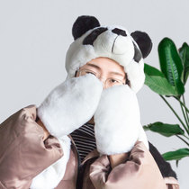 iPanda new Panda scarf set one-piece hat warm plush one-piece three-piece set winter thick cold ski