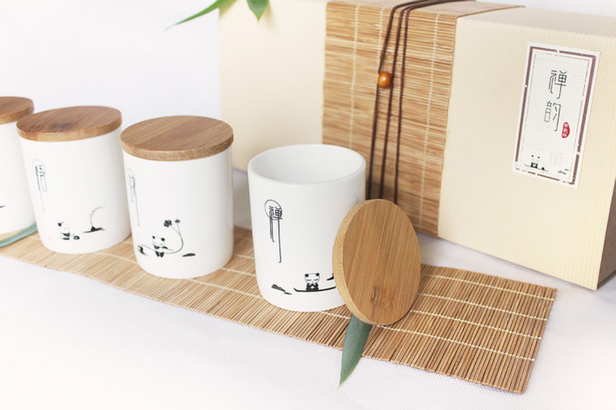 Ipanda tình yêu Panda nguyên bản Trung Quốc phong cách Zen xương Trung Quốc tách trà hộp quà tặng bộ trà với nắp trà sản phẩm cốc ấm pha trà giữ nhiệt