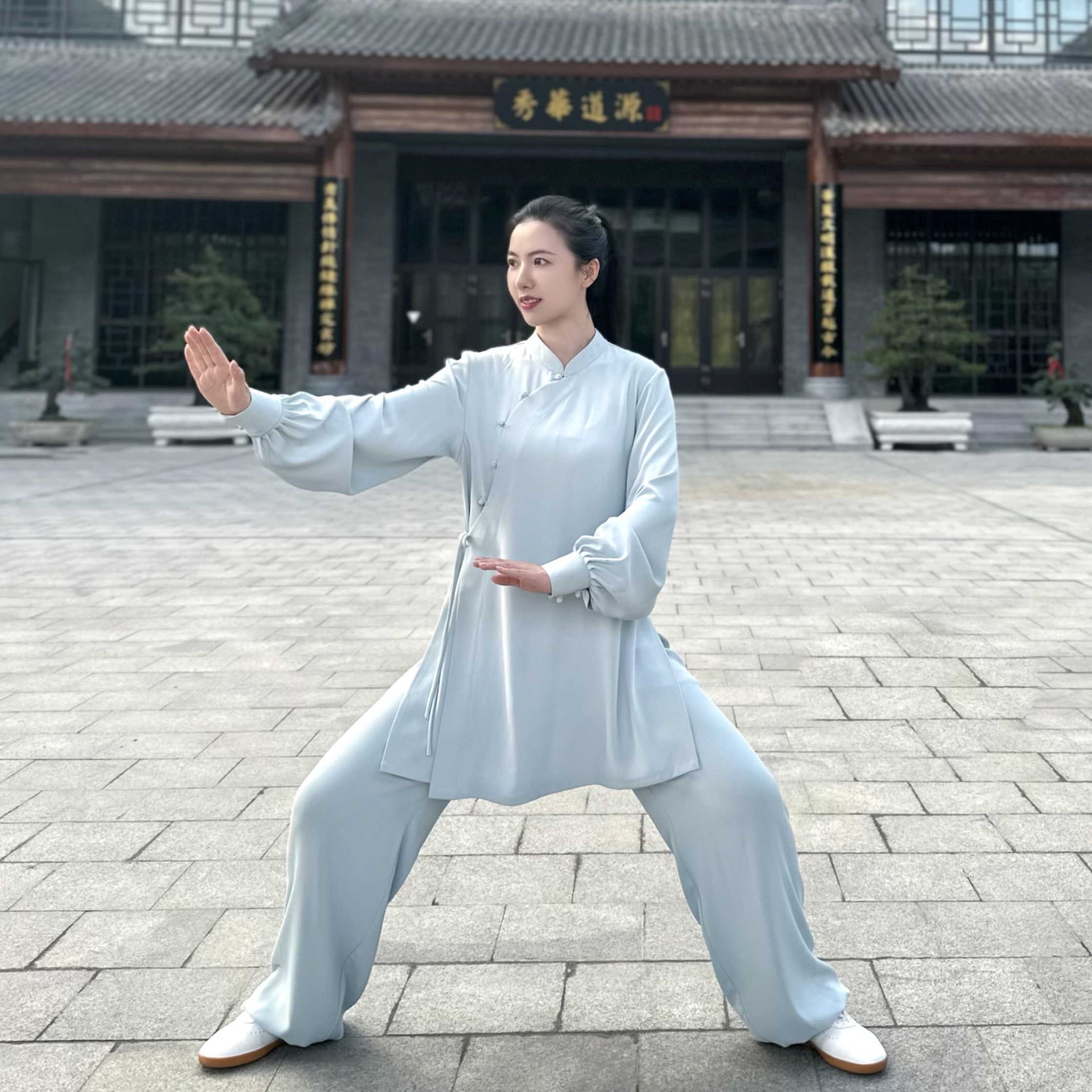 レディース [ヘビーアセテートヘンプ] 春秋スタイル 斜め襟 ストリーマ 太極拳 武術 トレーニングウェア 太極拳パフォーマンスウェア