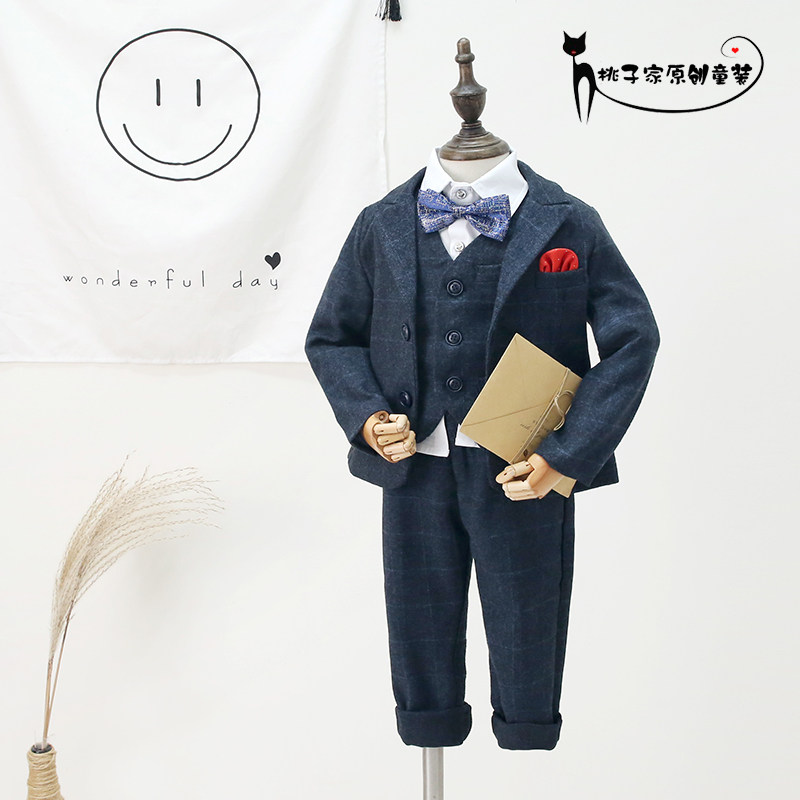 Boys suit suit Western style 2022 spring and autumn British style baby one-year-old dress male flower girl wedding birthday suit