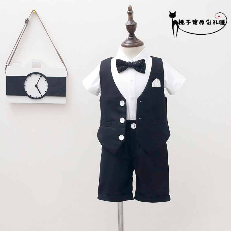 Boy suit 2022 new Summer Children's Suite Short - Sleeve Horse Flower Boy gown piano 61