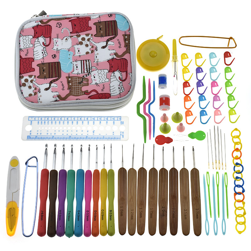 Longnen flower cat wooden flower hand woven crochet hook needle tool wool clothing metal hook needle suit sweater delivery tutorial