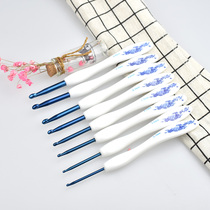 Hand woven wool crochet tool set blue and white porcelain lace crochet thread DIY stainless steel small head hook pin