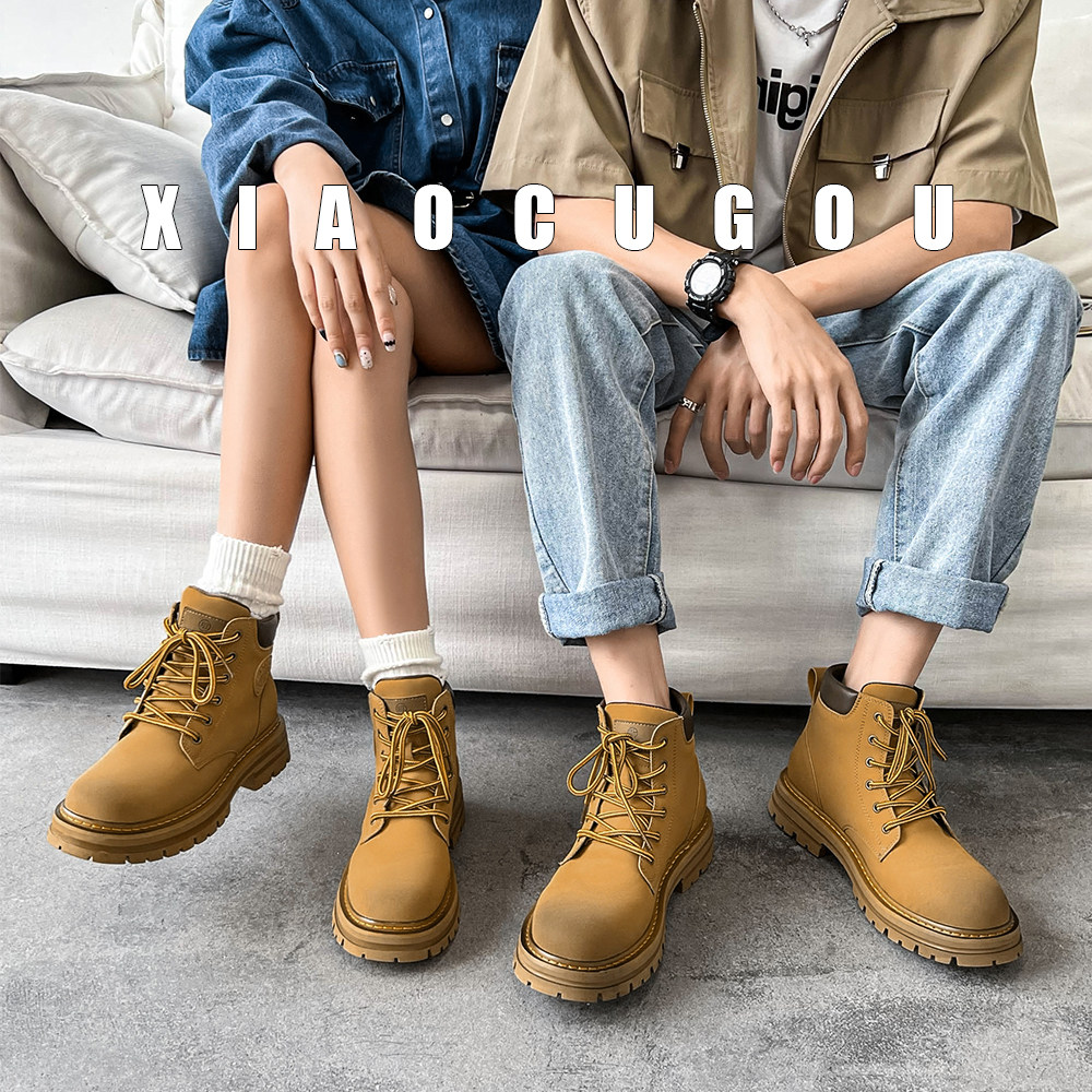 Camping Wind ~ Lovers Rhubarb Boots Genuine Leather Kick not rotten Martin boots Men's Inn Wind Desert boots thicken outdoor anti-slip 