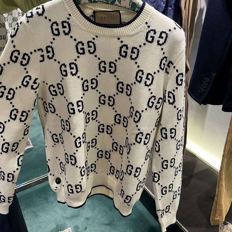 Gucci/Gucci New Classic Jacquard Color-Blocked Double g Logo Sweater for Women, Knitwear for Men