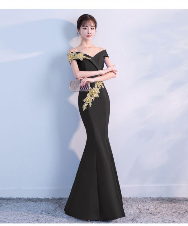 Váy dài một vai 2018 thời trang mới thanh lịch trang nghiêm bầu không khí thon dài đuôi cá dự tiệc dạ hội váy nữ mẫu váy dáng dài đẹp