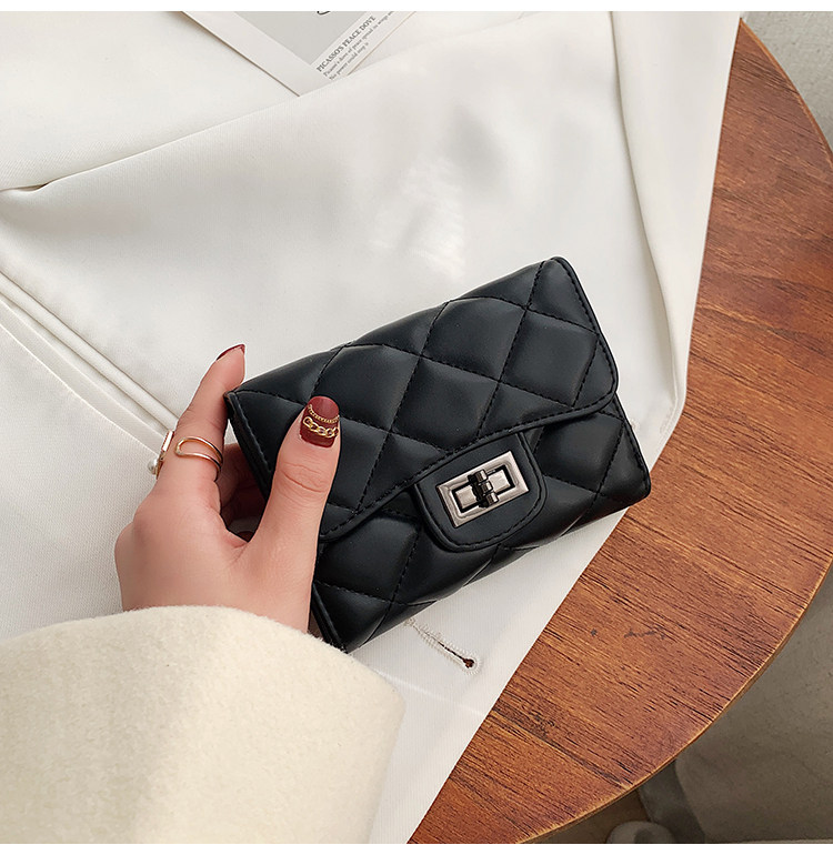 бумажник 钱包女2024新款时尚百搭韩版菱格短款手拿包三折多卡位可爱钱夹潮 29534