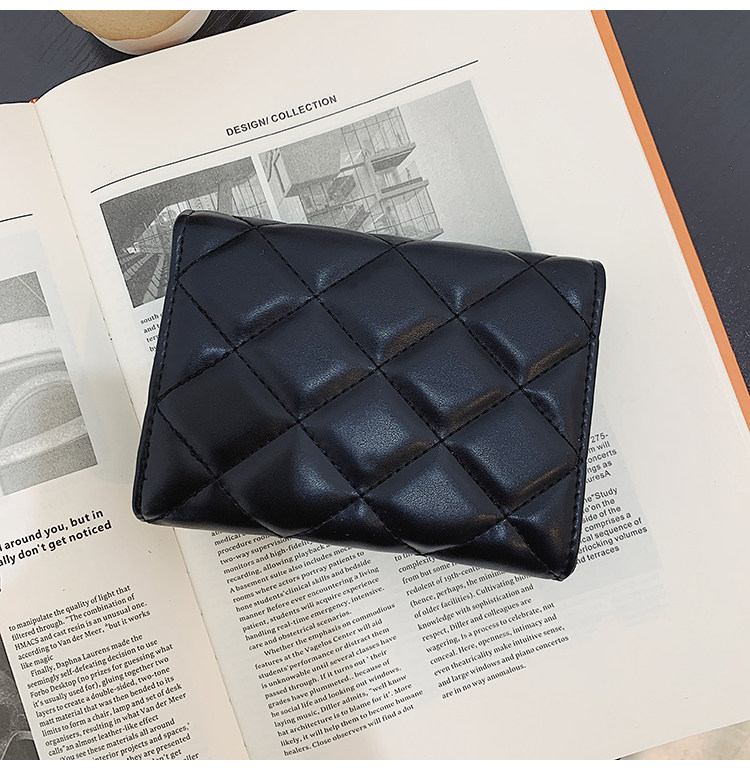 бумажник 钱包女2024新款时尚百搭韩版菱格短款手拿包三折多卡位可爱钱夹潮 29534