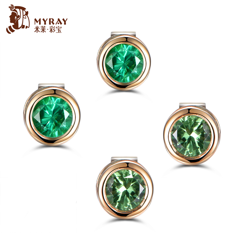 Rice dish jewelery sofa Fleizu Mother green ear needle female 18K gold inlaid natural green jewel earrings customized