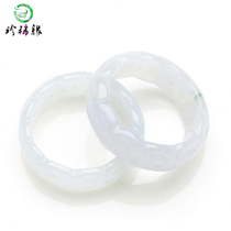 Rare edge natural old pit A cargo jade ring ice species hollow carved Burmese jade ring female with certificate