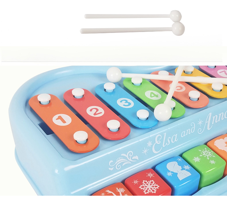 Nhạc cụ trẻ em của Disney gõ piano đồ chơi giáo dục cho trẻ sơ sinh nam và nữ nhạc tay gõ piano tám giai điệu hai trong một bộ lục lạc nhạc cụ cho bé