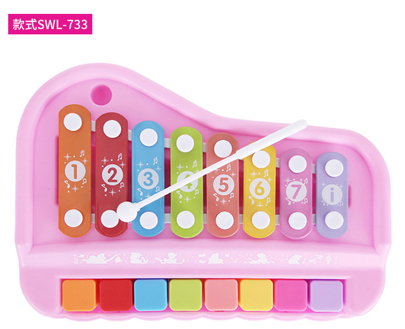 Nhạc cụ trẻ em của Disney gõ piano đồ chơi giáo dục cho trẻ sơ sinh nam và nữ nhạc tay gõ piano tám giai điệu hai trong một bộ lục lạc nhạc cụ cho bé
