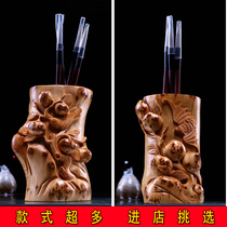 Taihang Cliff Beroma Scar Old Stock Pen Holder vase root engraving pure handmade with type engraving 3D embossed office furnishing