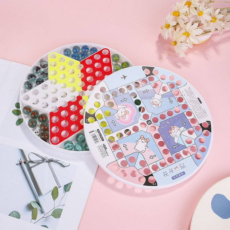 Checkers plastic glass beads old-fashioned post-80s marble game puzzle parent-child children adult dual-use flying checkers