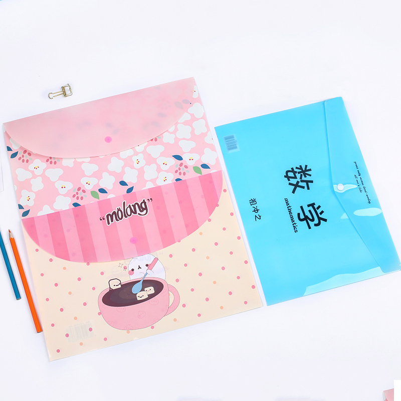Korea stationery creative press buckle subject documents bag Han version Broken Flowers a4 Student information Paper bag folder