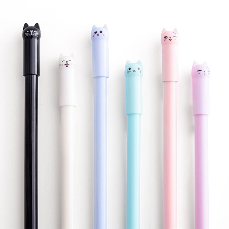 Korean stationery soft cute cat cute expression neutral pen 0 5MM cartoon full needle tube water pen student signature pen