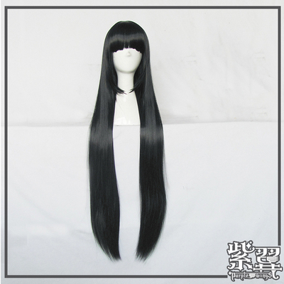 taobao agent Spot Purple Cosplay wigs of hell girls with one sword, Qi Liu Hai Spring Day black 1 meter long straight hair