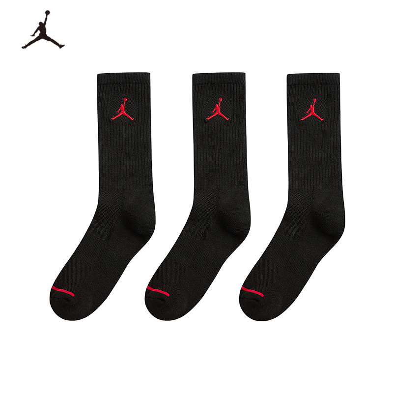 Nike Kidsren's Socks Summer Thin Style Jordan Black 3 Pairs Quick-Drying Pure Cotton Socks Breathable Basketball Nike Sports Socks