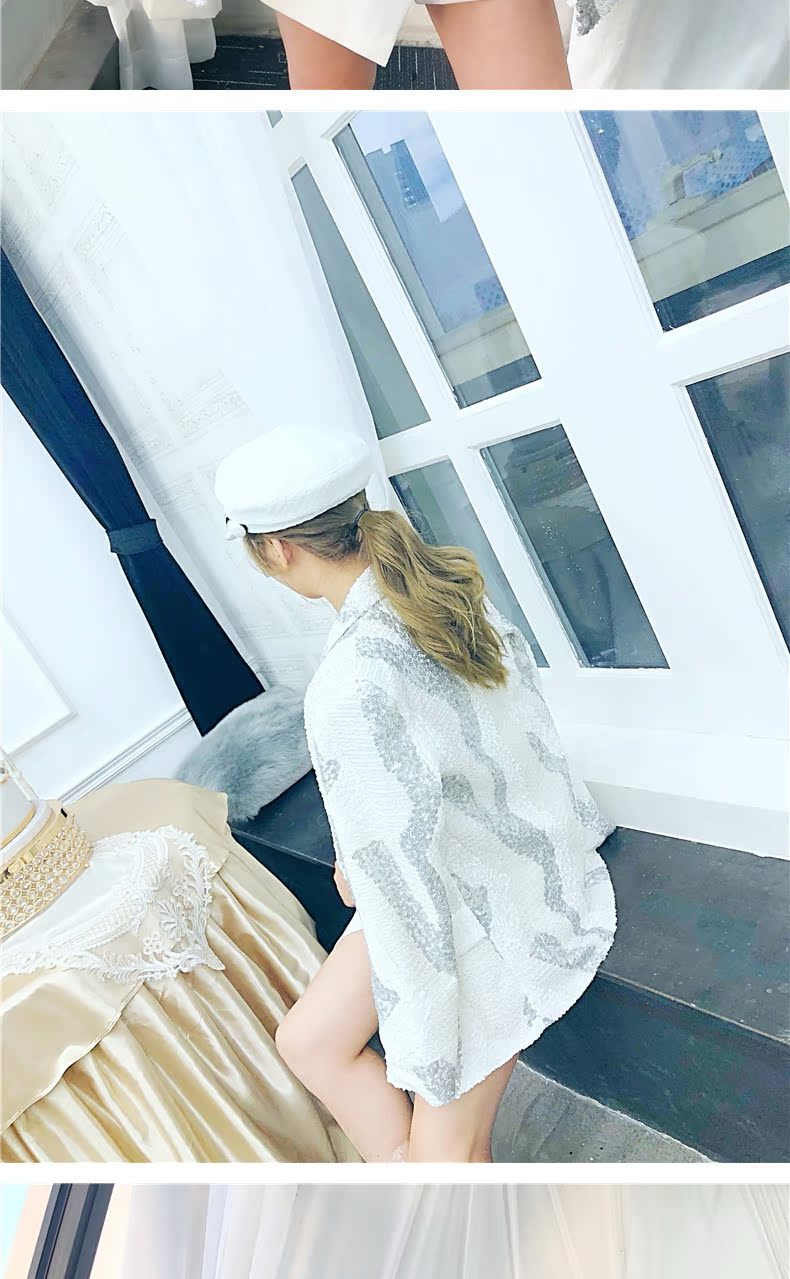 Trung Quốc sang trọng 2018 thu đông mới đính sequin hạt nặng công nghiệp trắng dài phần eo thon phù hợp với nữ phù hợp với size lớn mẫu áo khoác nữ đẹp 2021