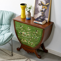 American foyer painted entrance cabinet Partition cabinet Entrance table Retro three-bucket cabinet European-style semicircular decorative cabinet complete