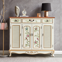 American country painted shoe cabinet entrance hall cabinet bedroom large capacity retro multi-function three door porch cabinet whole