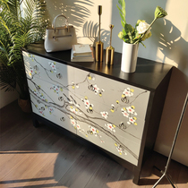 New Chinese style bucket cabinet solid wood locker entrance cabinet hand-painted decorative cabinet bedroom retro storage modern household bucket cabinet