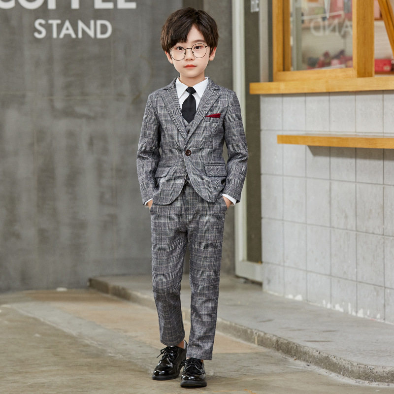 2022 Spring Boys Casual Suit Three-piece Children's Dress Suit Jacket Wedding Flower Girl Baby Suit Winter