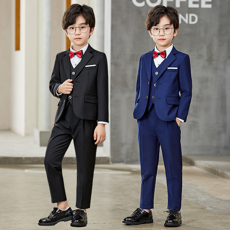 Children's suit British three-piece boy dress formal dress flower girl small suit suit host performance costume piano