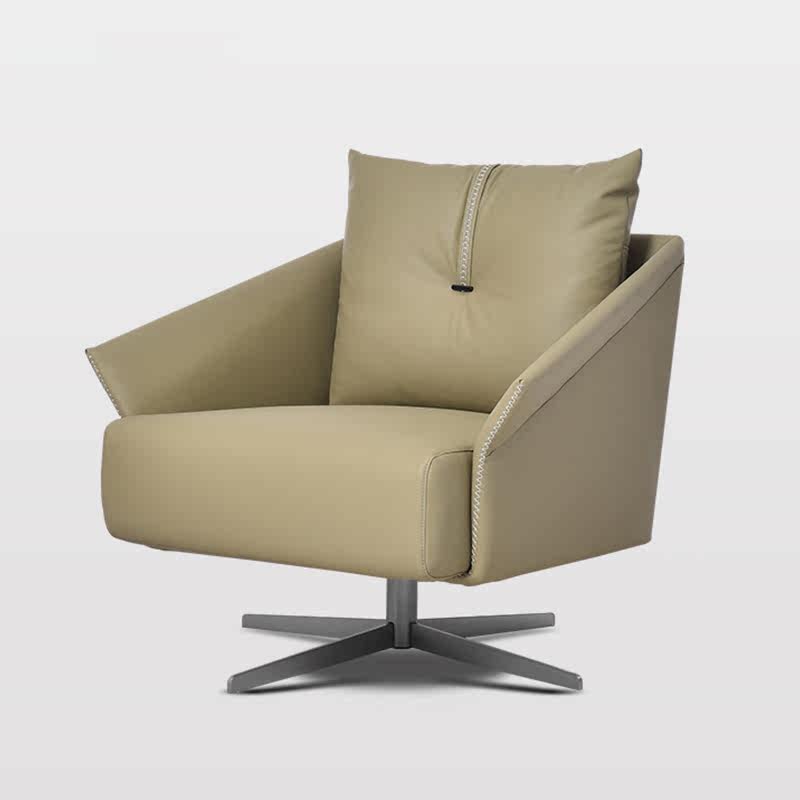 Italian style business sofa chair office genuine leather single sofa rotatable modern minimalist designer office single chair