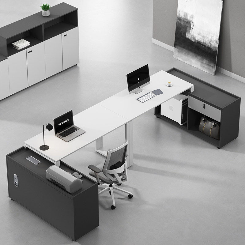 The first staff desk Office simple modern manager desk Horizontal single working position Single supervisor table and chair