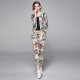 European and American fashion all-match positioning printing jacket + casual all-match fashion sports pants cover